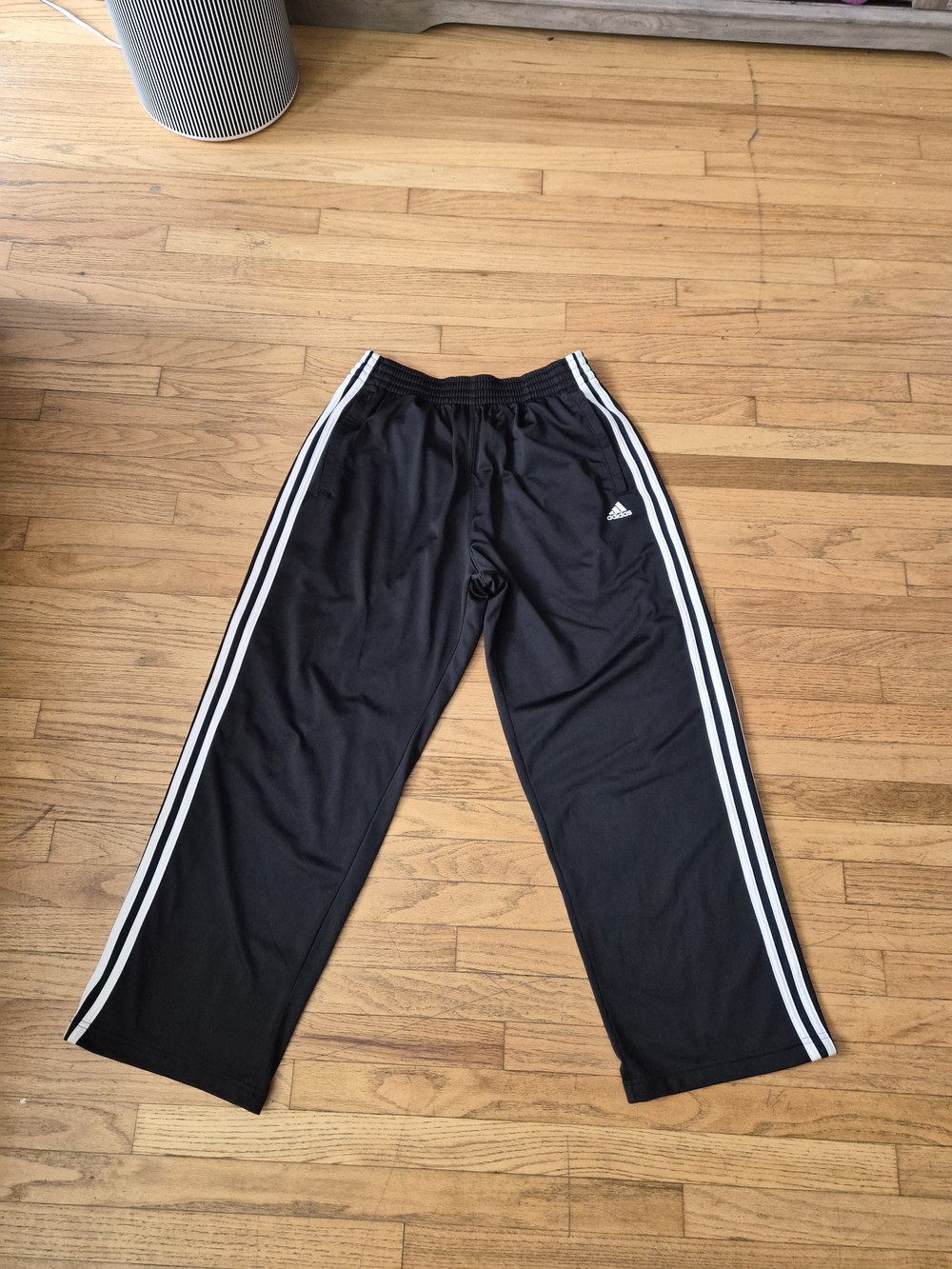 90s/Y2K Unisex Adidas Black & White Tear Away Snap Up Lined Track Pants Size S